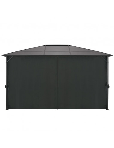 Gazebo con Tende in Alluminio 4x3x2,6 m Nero