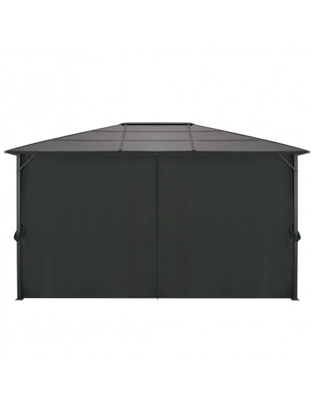 Gazebo con Tende in Alluminio 4x3x2,6 m Nero