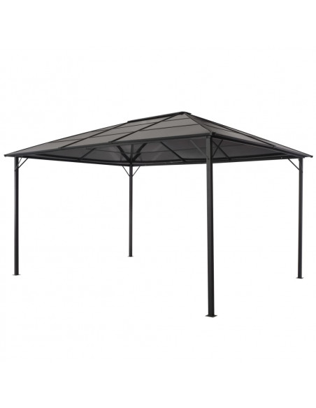 Gazebo con Tetto in Alluminio 4x3x2,6 m Nero