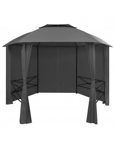 Gazebo Padiglione da Giardino con Tende Esagonale 360x265 cm 2