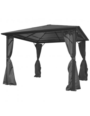 Gazebo con Tenda Antracite in Alluminio 300x300 cm