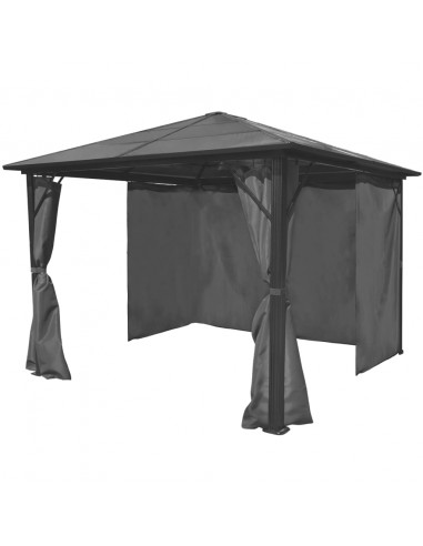 Gazebo con Tenda Antracite in Alluminio 300x300 cm
