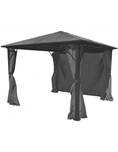 Gazebo con Tenda Antracite in Alluminio 300x300 cm