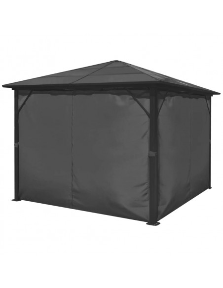Gazebo con Tenda Antracite in Alluminio 300x300 cm