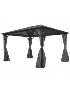Gazebo con Tenda Antracite in Alluminio 400x300 cm 2