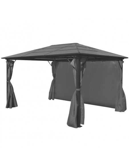 Gazebo con Tenda Antracite in Alluminio 400x300 cm