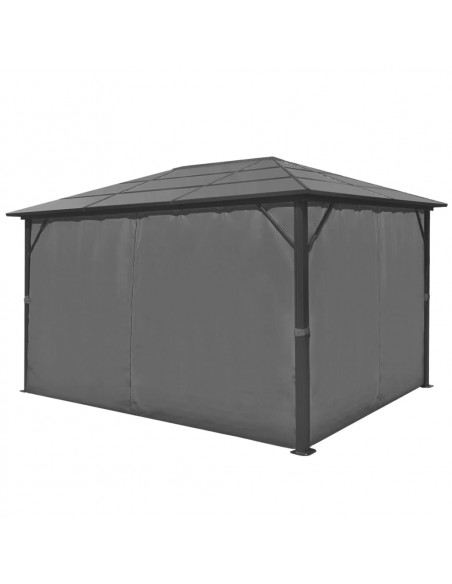 Gazebo con Tenda Antracite in Alluminio 400x300 cm