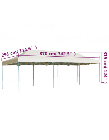 Gazebo Pieghevole Pop-Up 3x9 m Crema
