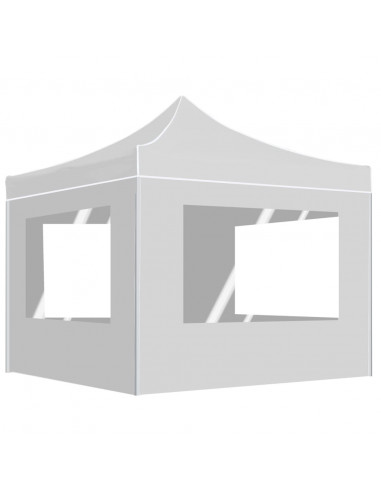 Gazebo Pieghevole con Pareti in Alluminio 3x3 m Bianco