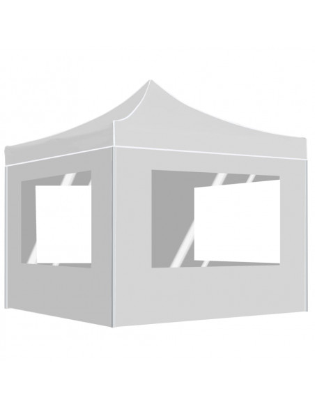 Gazebo Pieghevole con Pareti in Alluminio 3x3 m Bianco