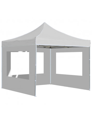 Gazebo Pieghevole con Pareti in Alluminio 3x3 m Bianco