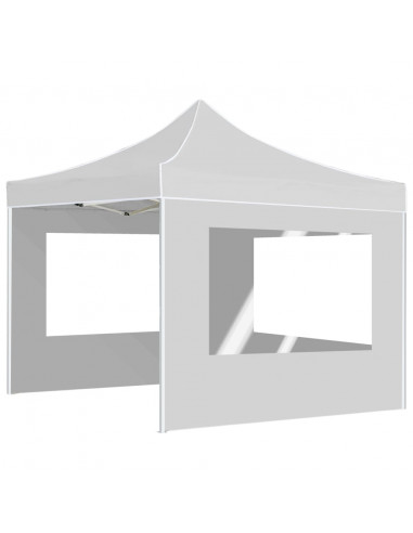 Gazebo Pieghevole con Pareti in Alluminio 3x3 m Bianco