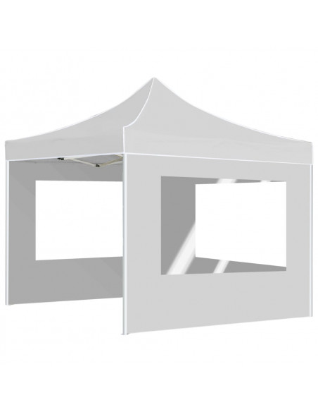 Gazebo Pieghevole con Pareti in Alluminio 3x3 m Bianco