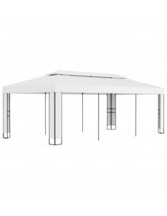 Gazebo con Tetto Doppio 3x6 m Bianco 2