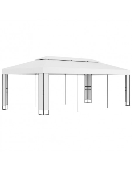 Gazebo con Tetto Doppio 3x6 m Bianco