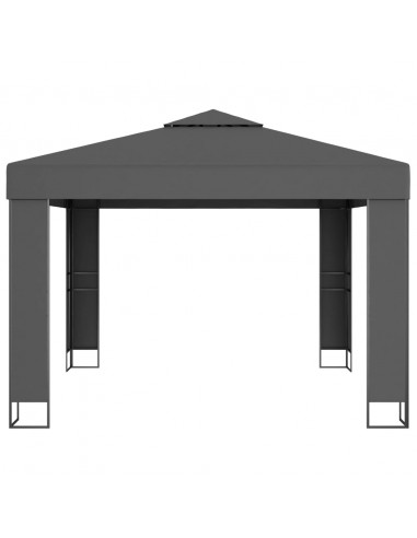 Gazebo con Tetto Doppio 3x3 m Antracite