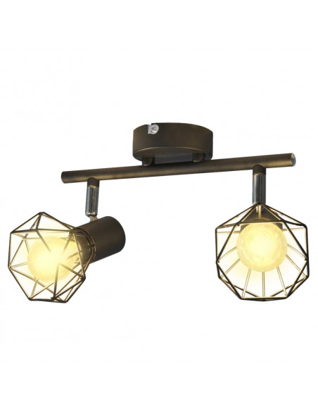 Faretto Industriale Nero con 2 Lampadine a Incandescenza a LED