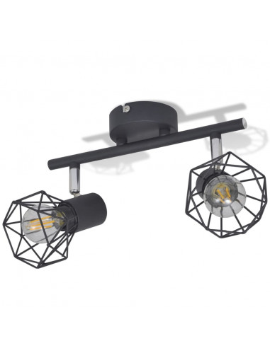 Faretto Industriale Nero con 2 Lampadine a Incandescenza a LED