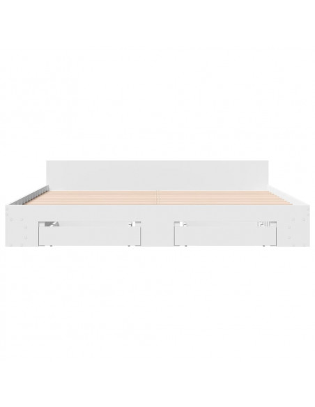 Giroletto con Cassetti Bianco 200x200 cm in Legno Multistrato
