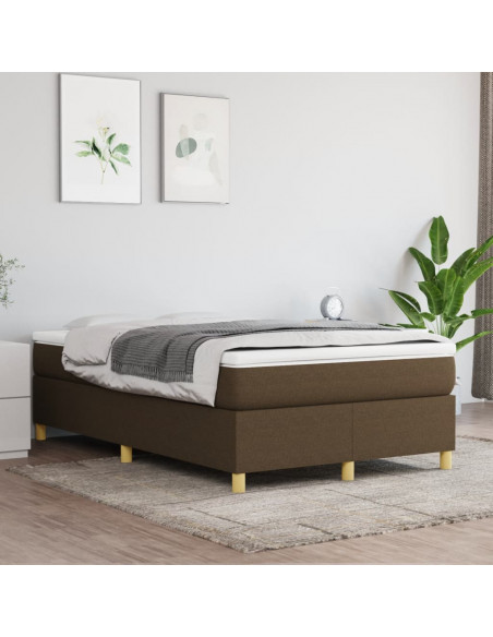 Giroletto a Molle con Materasso Marrone Scuro 120x190cm Tessuto