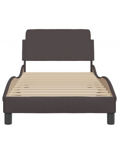 Giroletto con Testiera Marrone Scuro 90x200 cm in Tessuto