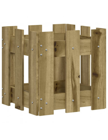 Fioriera Giardino a Recinzione 30x30x30Pino Massello Impregnato