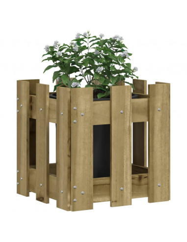 Fioriera Giardino a Recinzione 30x30x30Pino Massello Impregnato