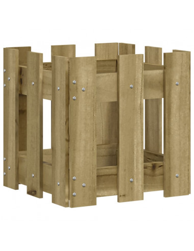 Fioriera Giardino a Recinzione 30x30x30Pino Massello Impregnato