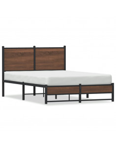 Giroletto con Testiera in Metallo Rovere Marrone 120x190 cm 2