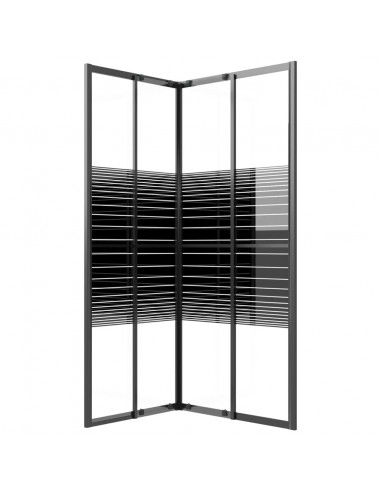 Box Doccia a Righe ESG 90x70x180 cm Nero