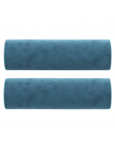 Divano a 2 Posti con Cuscini Blu 120 cm in Velluto