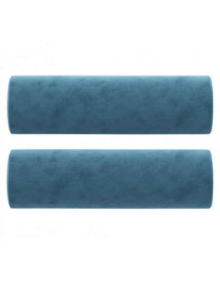 Divano a 2 Posti con Cuscini Blu 120 cm in Velluto