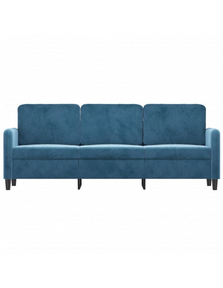 Divano a 3 Posti Blu 180 cm in Velluto