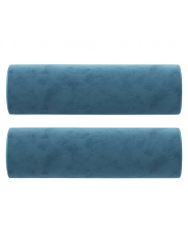 Divano a 3 Posti con Cuscini Blu 180 cm in Velluto