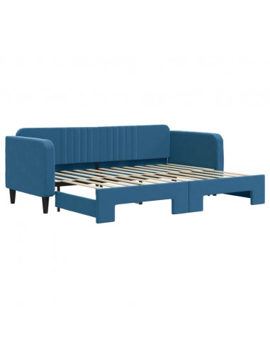 Divano Letto con Letto Estraibile Blu 80x200 cm in Velluto