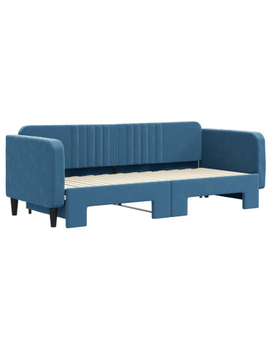 Divano Letto con Letto Estraibile Blu 80x200 cm in Velluto