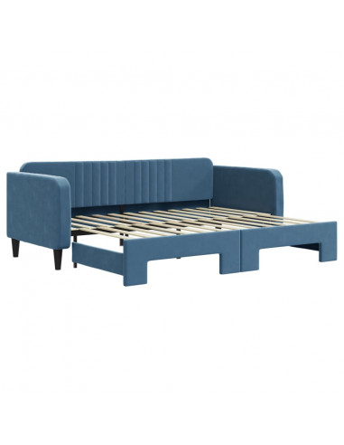 Divano Letto con Letto Estraibile Blu 90x200 cm in Velluto