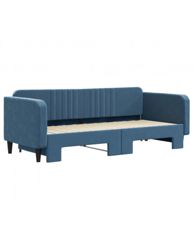 Divano Letto con Letto Estraibile Blu 90x200 cm in Velluto
