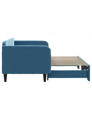 Divano Letto con Letto Estraibile Blu 90x200 cm in Velluto