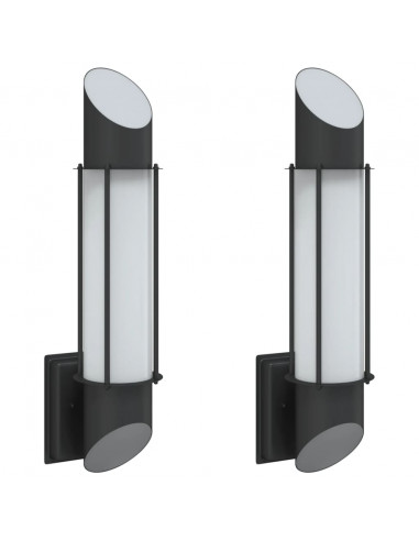 Applique da Esterno 2 pz Nere in Acciaio Inossidabile