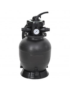 Filtro a Sabbia per Piscina con Valvola a 6 Vie Nero