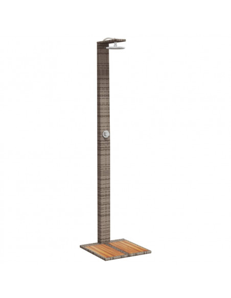 Doccia da Esterno Grigia 50x55x224 cm Polyrattan e Legno Acacia
