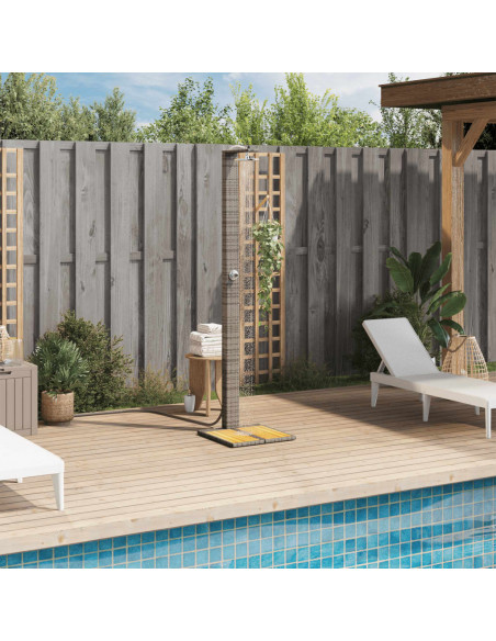 Doccia da Esterno Grigia 50x55x224 cm Polyrattan e Legno Acacia