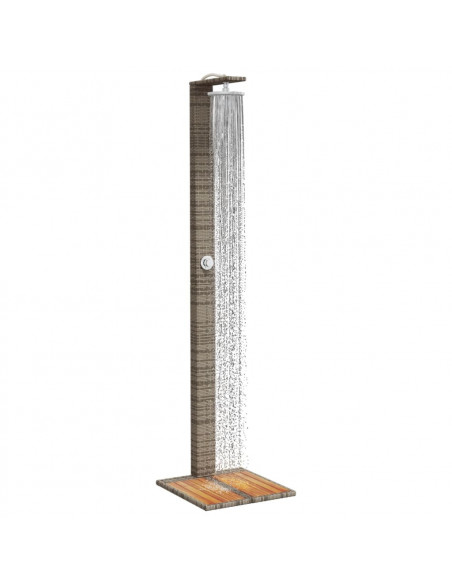 Doccia da Esterno Grigia 50x55x224 cm Polyrattan e Legno Acacia