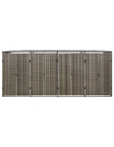 Copribidone Quadruplo Grigio 274x80x117 cm in Polyrattan