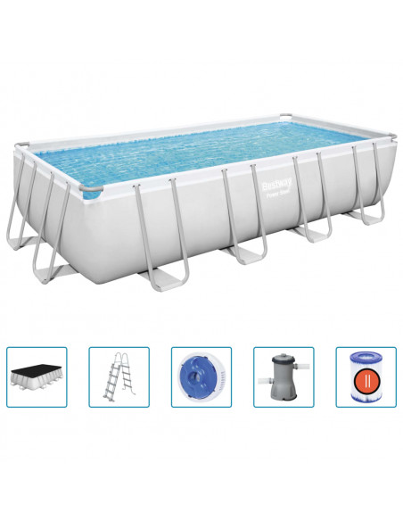 Bestway Set Piscina Power Steel Rettangolare 488x244x122 cm