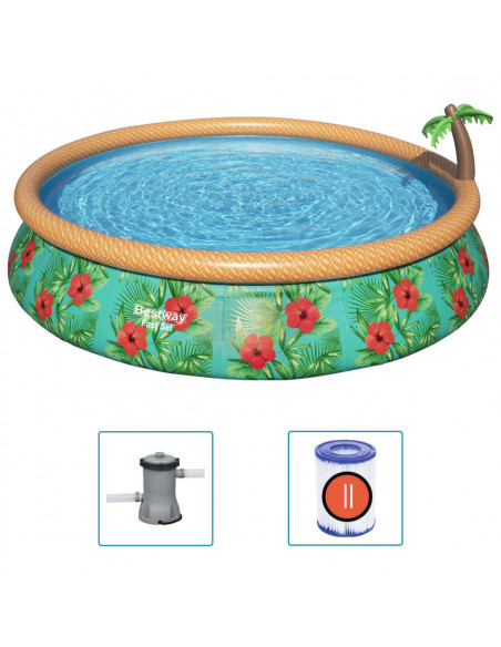 Bestway Set Piscina Gonfiabile Palme Paradisiache Fast Set 457x84 cm