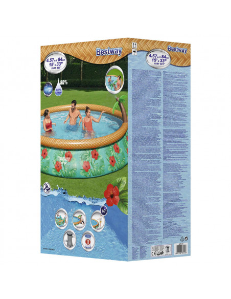 Bestway Set Piscina Gonfiabile Palme Paradisiache Fast Set 457x84 cm