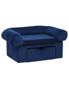 Divano per Cani con Cassetto Blu 75x50x38 cm in Peluche 2