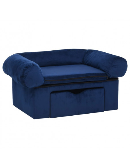Divano per Cani con Cassetto Blu 75x50x38 cm in Peluche